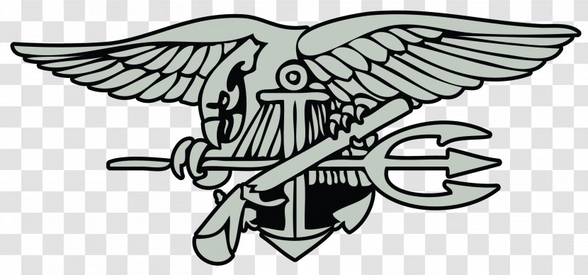 United States Navy SEALs Special Warfare Insignia - Black And White Transparent PNG