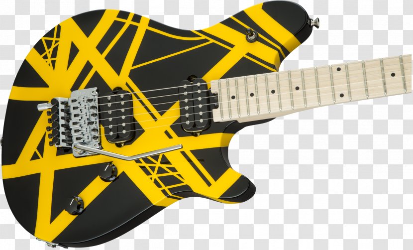 Electric Guitar Slide EVH Wolfgang Special Striped Series - Solid Body - Black And Yellow Stripes Transparent PNG