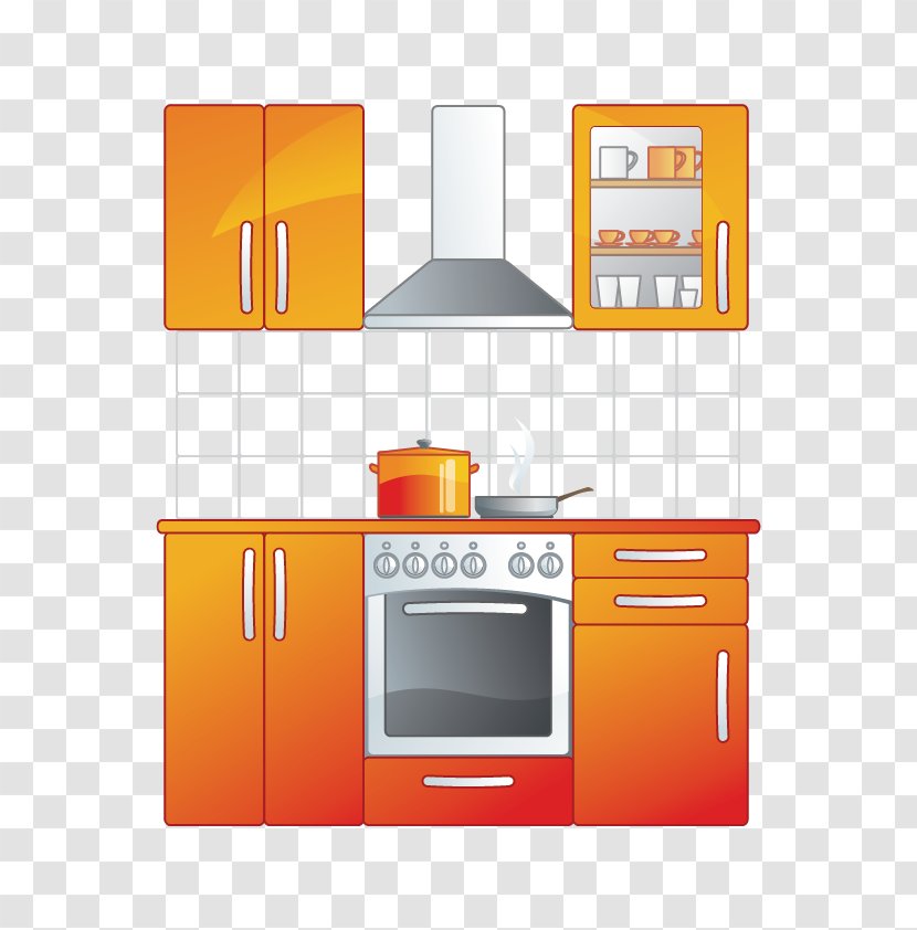 Furniture Living Room Kitchen Clip Art - Orange - Vector Transparent PNG