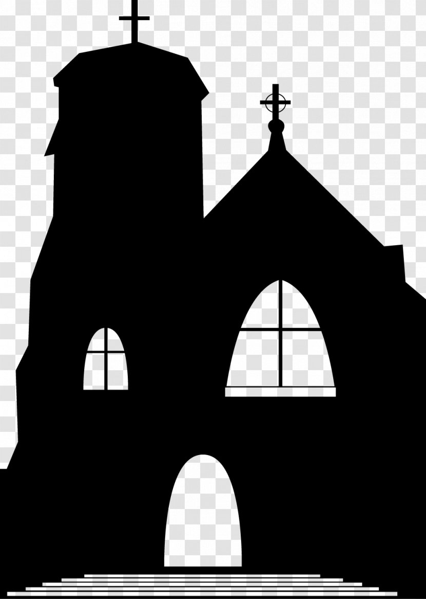 Silhouette Church - Black And White - Castle Transparent PNG