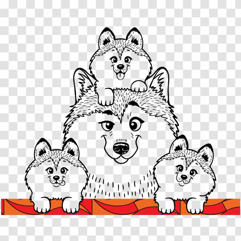 Siberian Husky Puppy Golden Retriever Alaskan Coloring Book - Silhouette Transparent PNG