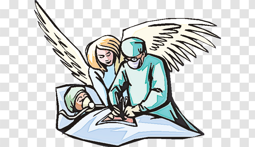Wing Angel Cartoon Line Art Pray Transparent PNG