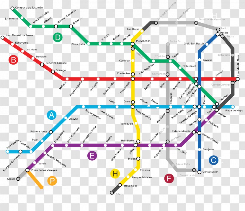 Buenos Aires Underground Rapid Transit Santiago Metro Map - Plot Transparent PNG