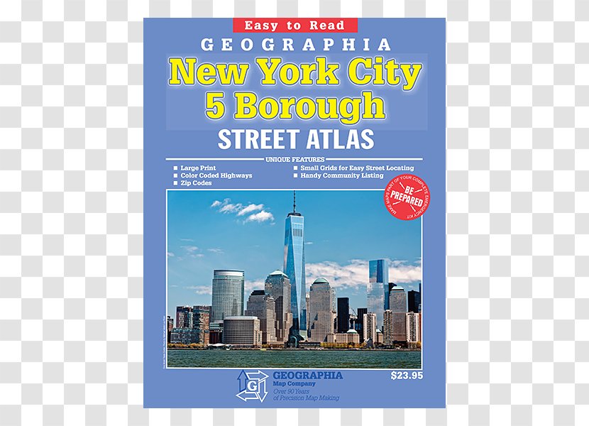Geographia New York City 5 Borough Streetatlas Skyline Advertising Boroughs Of - Airport Weighing Acale Transparent PNG