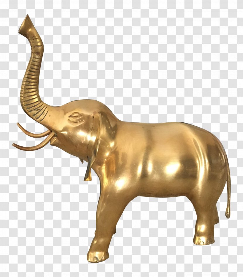 Indian Elephant African Sculpture Elephantidae Statue - Animal - Brass Transparent PNG