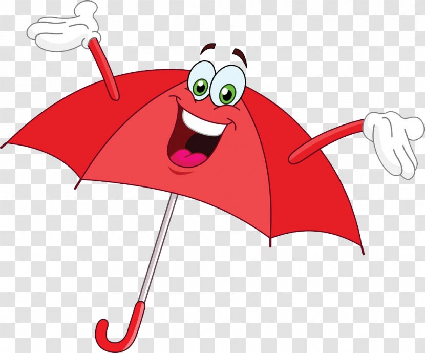 Cartoon Royalty-free Drawing Clip Art - Umbrella - Happy Red Transparent PNG