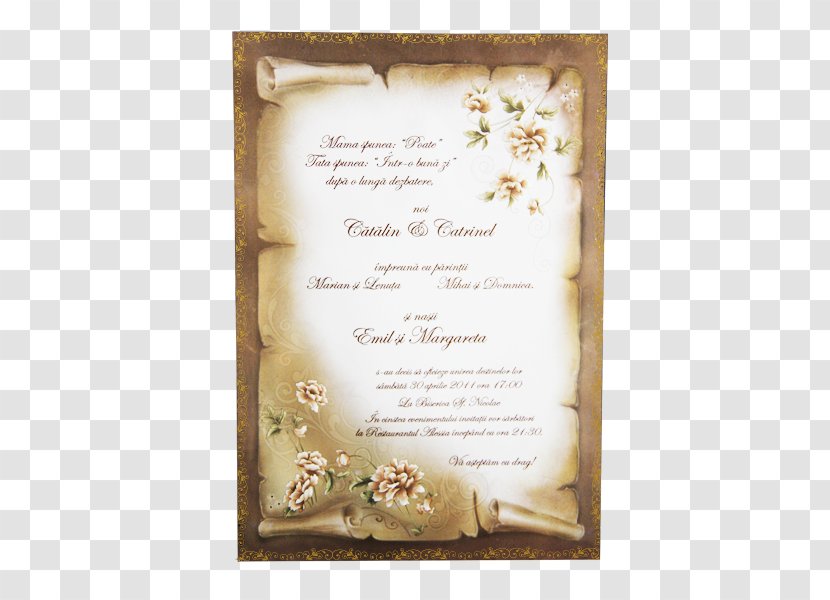 Wedding Invitation Convite Gold Papyrus - Romania Transparent PNG