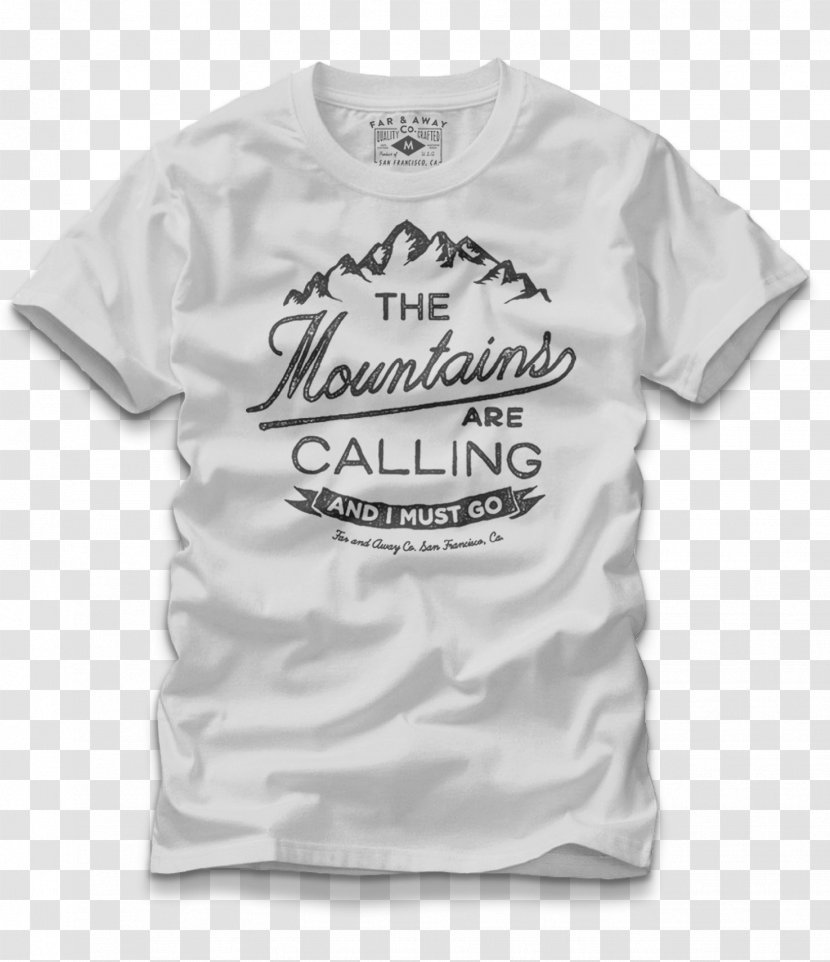 T-shirt Clothing Hoodie Sleeve - White - Mountains Calling Transparent PNG