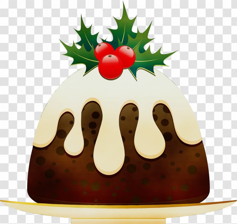 Christmas Watercolor - Fruit - Chocolate Cake Transparent PNG