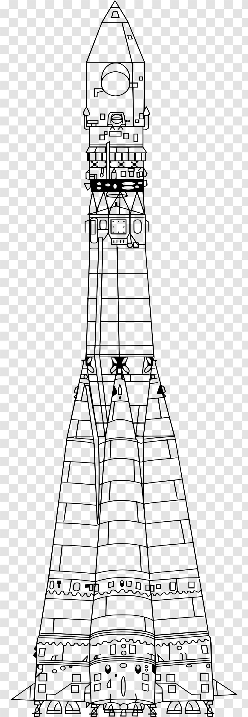 Rocket Vostok Chemical Automatics Design Bureau R-7 Semyorka Drawing - Structure - Rockets Transparent PNG