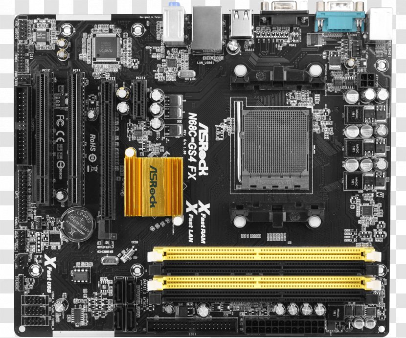 Motherboard ASRock N68C-GS4 FX Socket AM3+ NForce - Electronic Engineering - Nvidia Transparent PNG