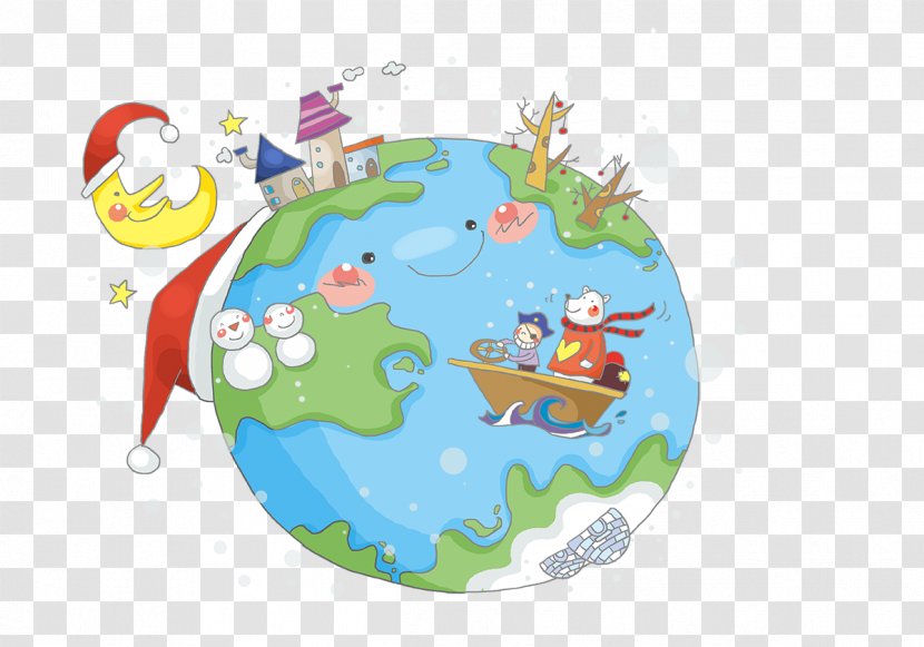 Earth Christmas Cartoon Snowman Illustration - Art Transparent PNG