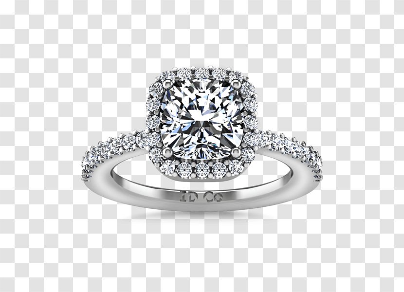 Diamond Cut Engagement Ring Princess - Gemstone - Wedding Halo Element Transparent PNG