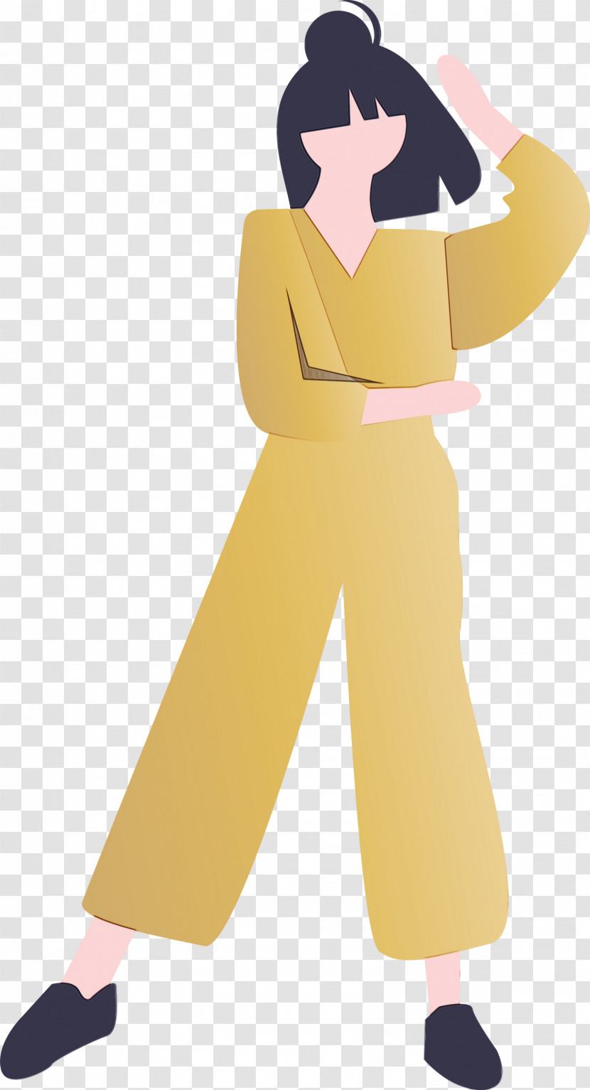 Standing Cartoon Yellow Costume Transparent PNG