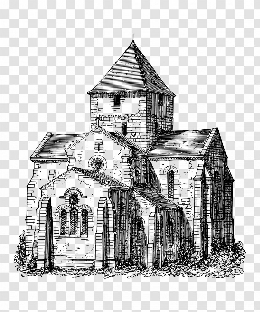 Coloring Book Building Church Illustration - Arch - Hand-painted French Ancient Transparent PNG