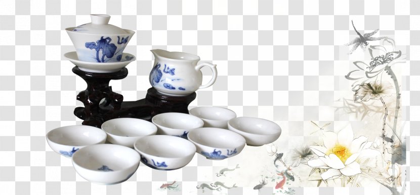Blue And White Pottery Porcelain Teaware - Tea Decorative Material Transparent PNG