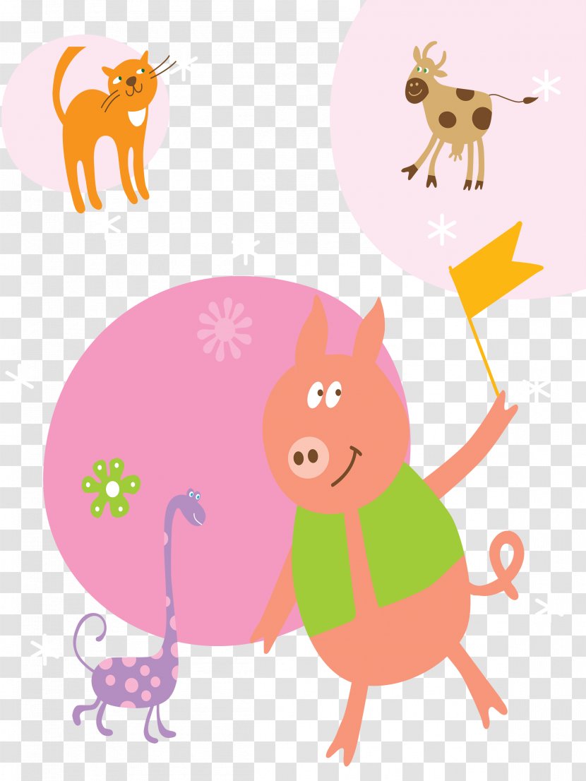 Clip Art - Frame - Small Pink Pigs And Its Friends Transparent PNG