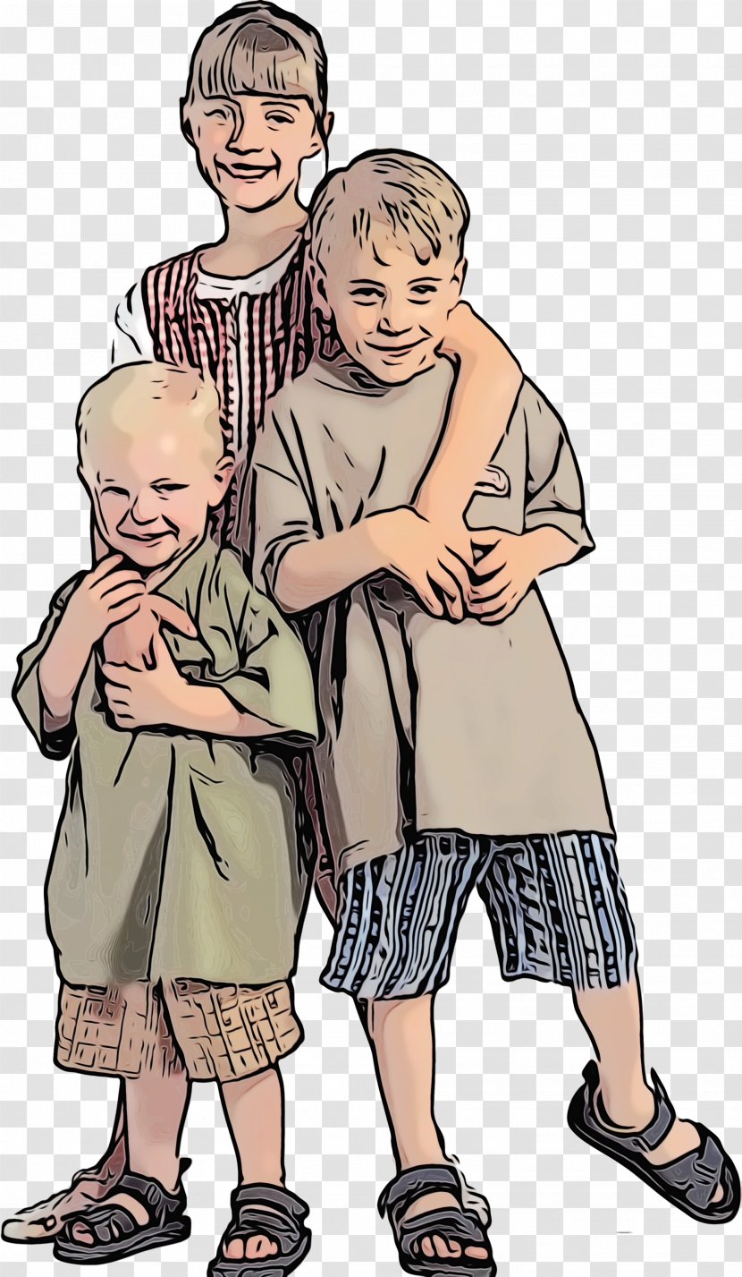 People Cartoon Standing Interaction Child - Gesture - Finger Transparent PNG