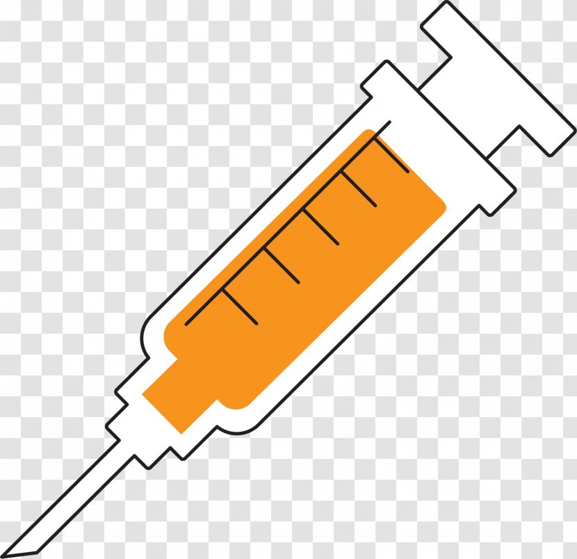 Syringe Injection Hypodermic Needle Clip Art - Orange Transparent PNG