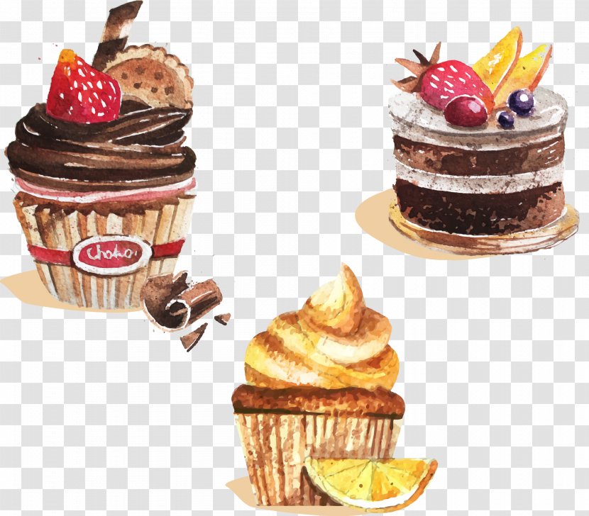 Ice Cream Cupcake Bakery - Baking - Drawing Fruit Cake Transparent PNG