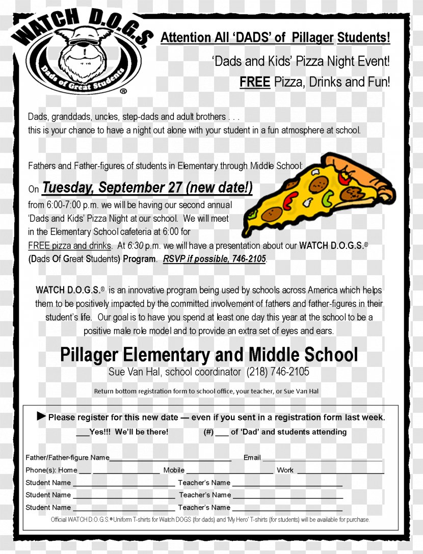 Document Watch Dogs Pizza Line Animal - Paper - School Flyer Transparent PNG