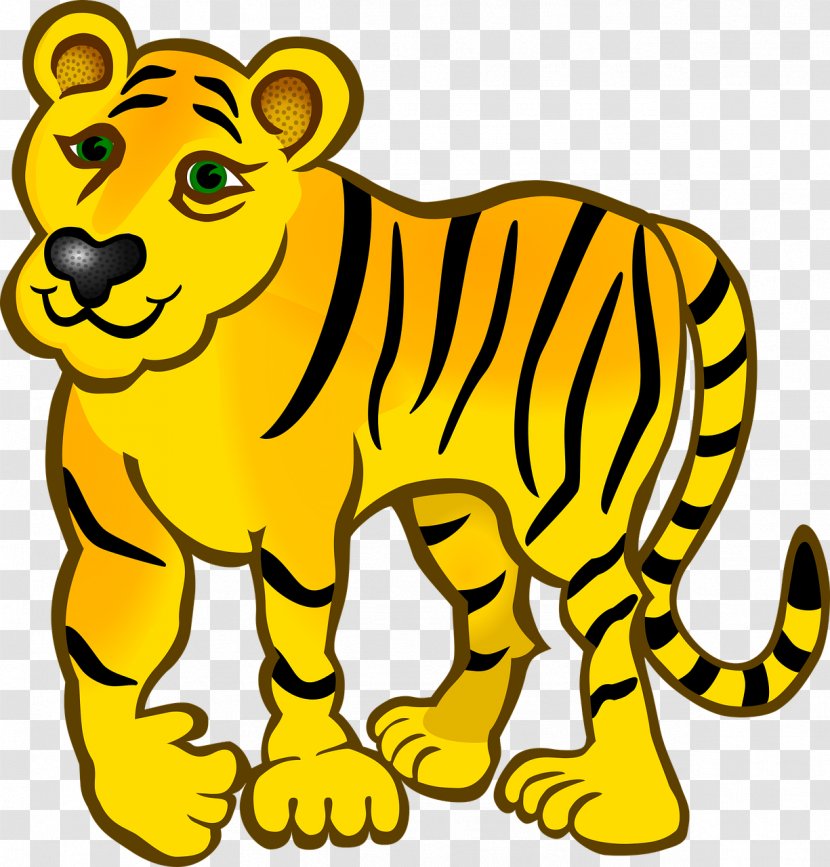 Tiger Preposition And Postposition Adverb Clip Art - Mammal - Yellow Transparent PNG