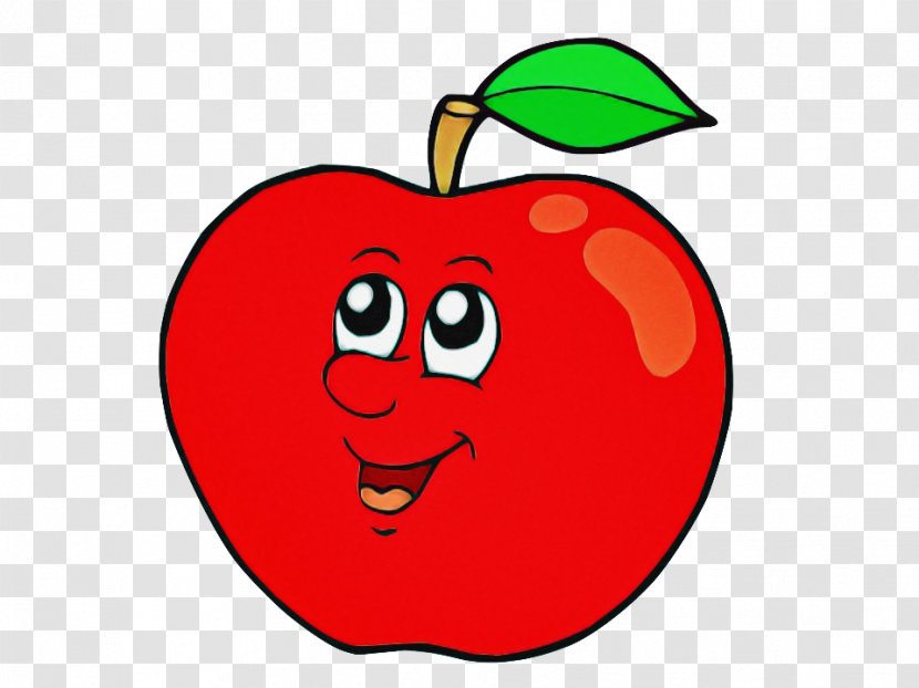 Apple Fruit Red Cartoon Bell Pepper - Smile - Leaf Transparent PNG
