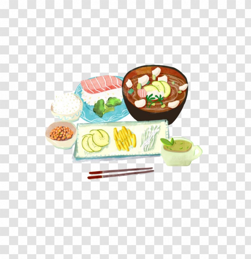 Breakfast Cartoon Food Drawing - Hand-painted Japanese Transparent PNG