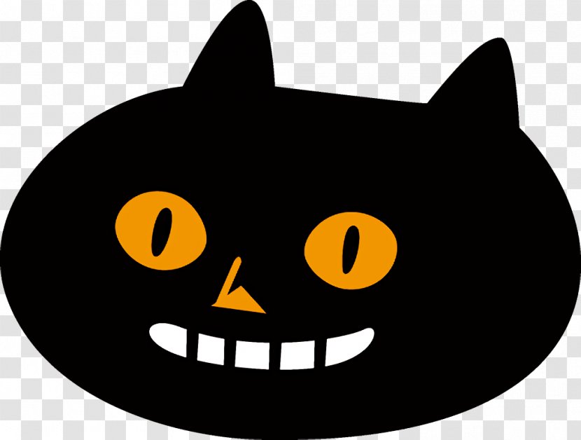 Cat Black Facial Expression Head - Yellow Small To Mediumsized Cats Transparent PNG
