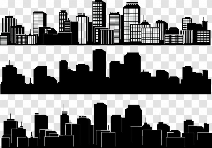 City Silhouette Skyline Building - Black And White Transparent PNG