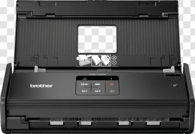 Brother Image Center ADS-1100W-Document Scanner-Duplex-215.9 X 863 ... Scanner ADS-1600W Document ADF 600 600DPI A4 Black - Colour Wireless Sheetfed Transparent PNG