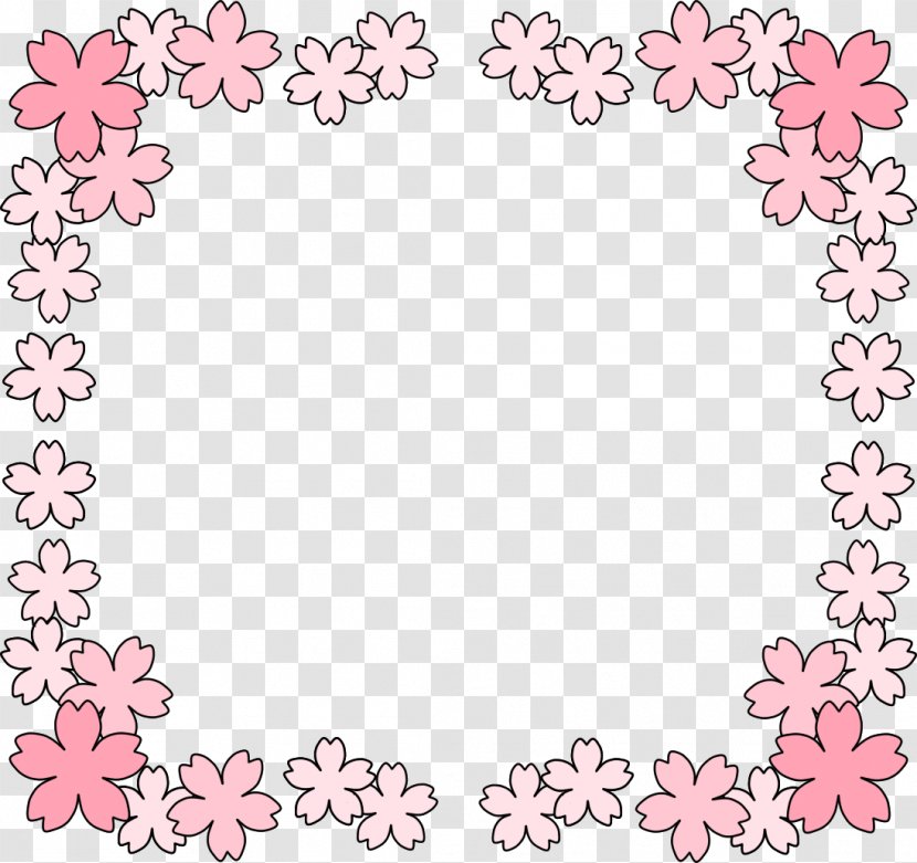 Borders And Frames Clip Art - Love - Sakura Flowers Transparent PNG