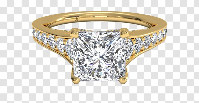 Diamond Wedding Ring Princess Cut Engagement - Solitaire - Ganesh Design Hand Rings Transparent PNG