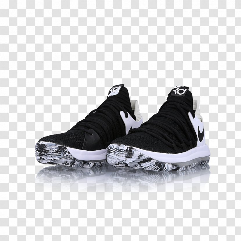 Sports Shoes Nike KD 10 Black White Basketball Shoe - Sportswear Transparent PNG