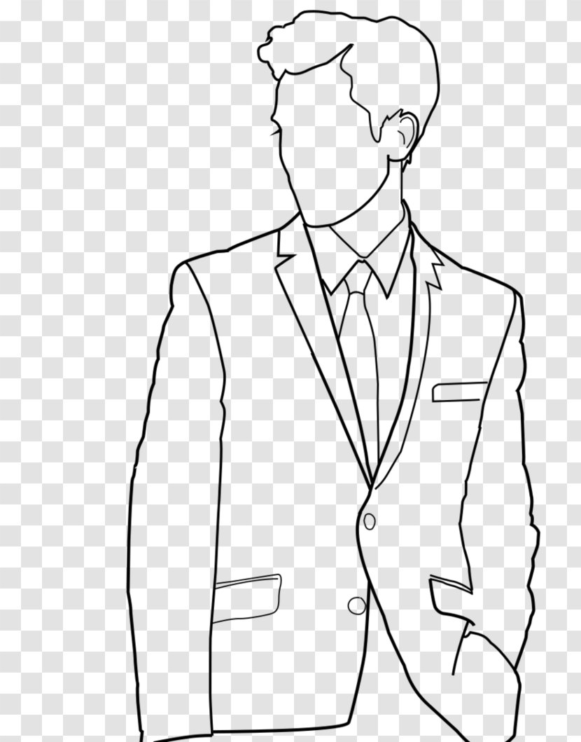Line Art Drawing Suit Slenderman Tuxedo - Man's Transparent PNG