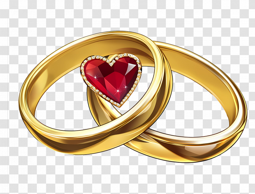 Valentine Rings - Golden Rings With Heart Transparent PNG