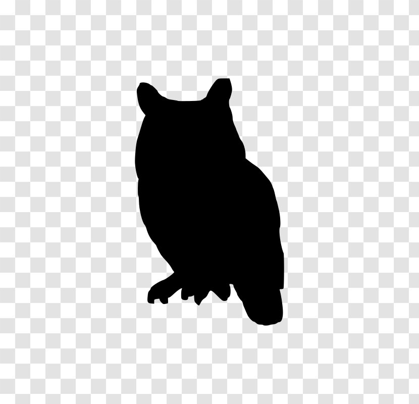 Owl Silhouette Clip Art - Black And White - Owls Vector Transparent PNG