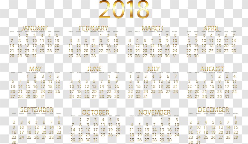 Calendar Date 0 Time - Gold - 2018 Transparent PNG