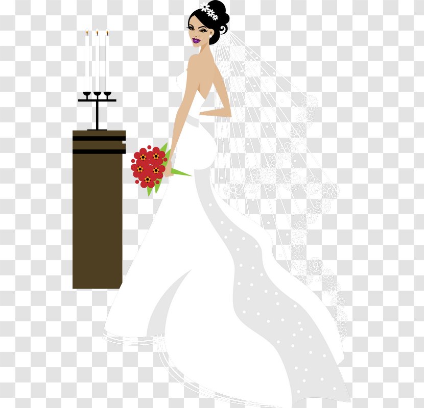 Wedding Invitation Bride Illustration - Silhouette - The Wore A Dress Transparent PNG