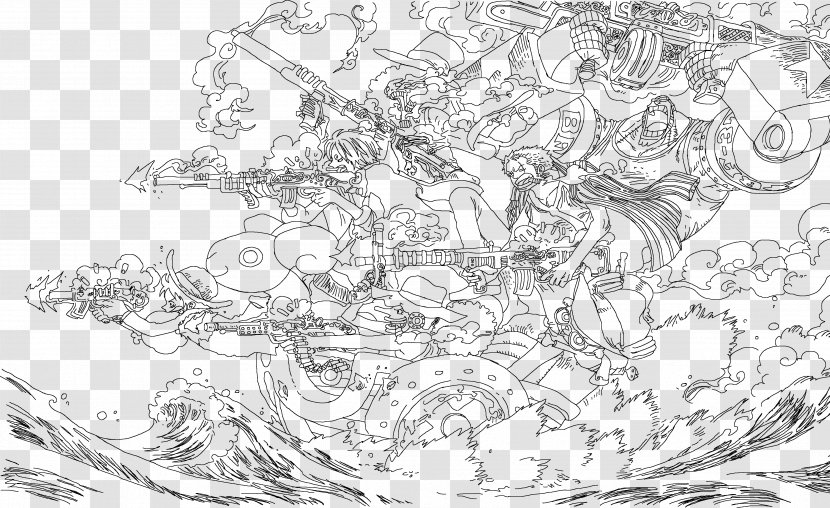 Monkey D. Luffy Line Art Nami One Piece Sketch - Tree Transparent PNG