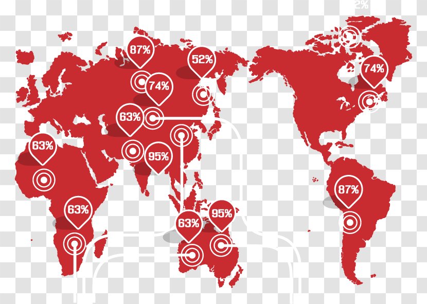 Globe World Map Illustration - Frame - Red Landmarks Transparent PNG
