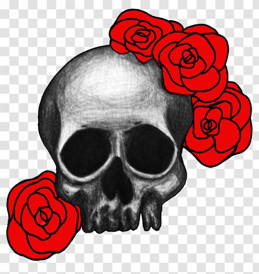 Skull Art Drawing Rose Clip - Black - Skulls Transparent PNG