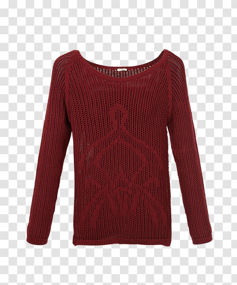 Sleeve Shoulder Sweater Maroon Wool - Neck - Pullover Transparent PNG