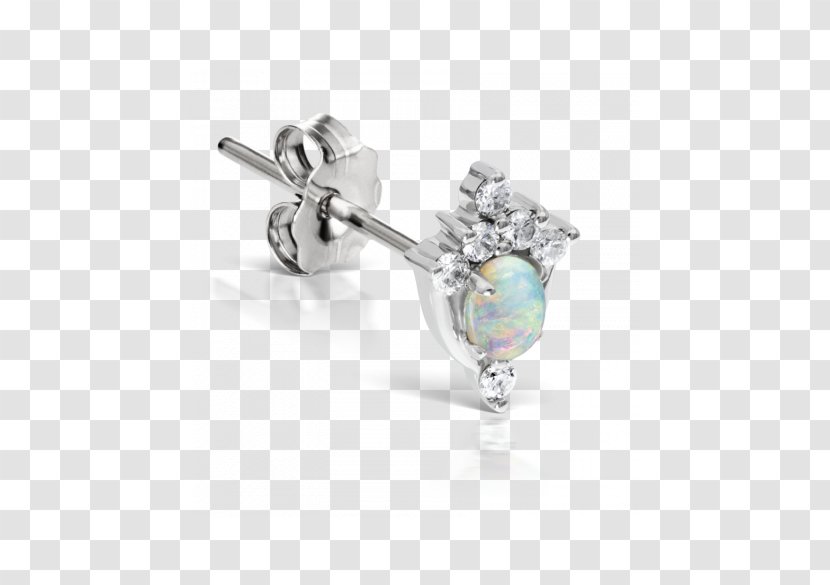 Earring Diamond Gemstone Jewellery Opal - Body Jewelry - Flower Earrings Transparent PNG