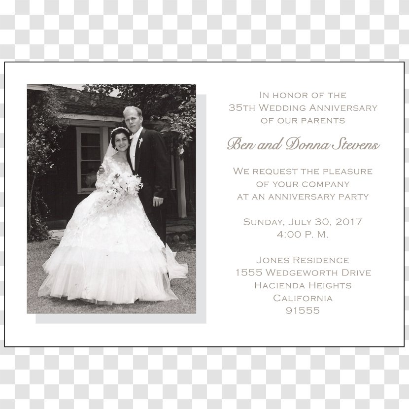 Wedding Invitation Dress Bride Anniversary - Convite - Celebration Transparent PNG