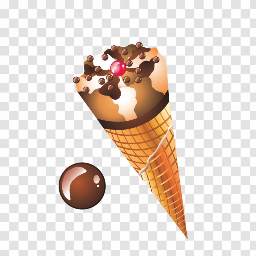Ice Cream Cone Sundae Pop - Frozen Dessert - Vector Transparent PNG
