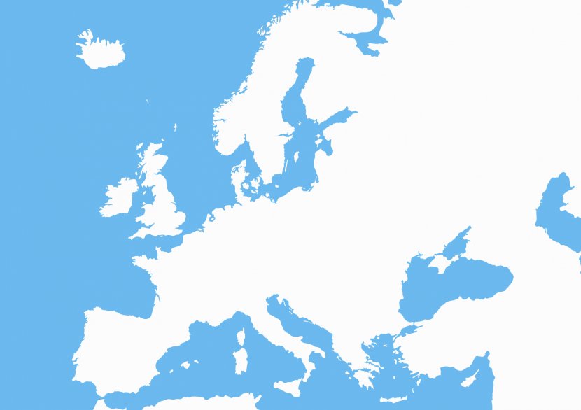 Europe Blank Map Clip Art - Blue - Cliparts Transparent PNG