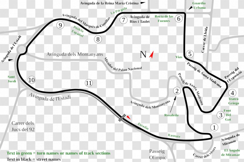 Montjuïc Circuit Formula 1 Race Track Autodromo Nazionale Monza - Spain - Montjuic Barcelona Transparent PNG