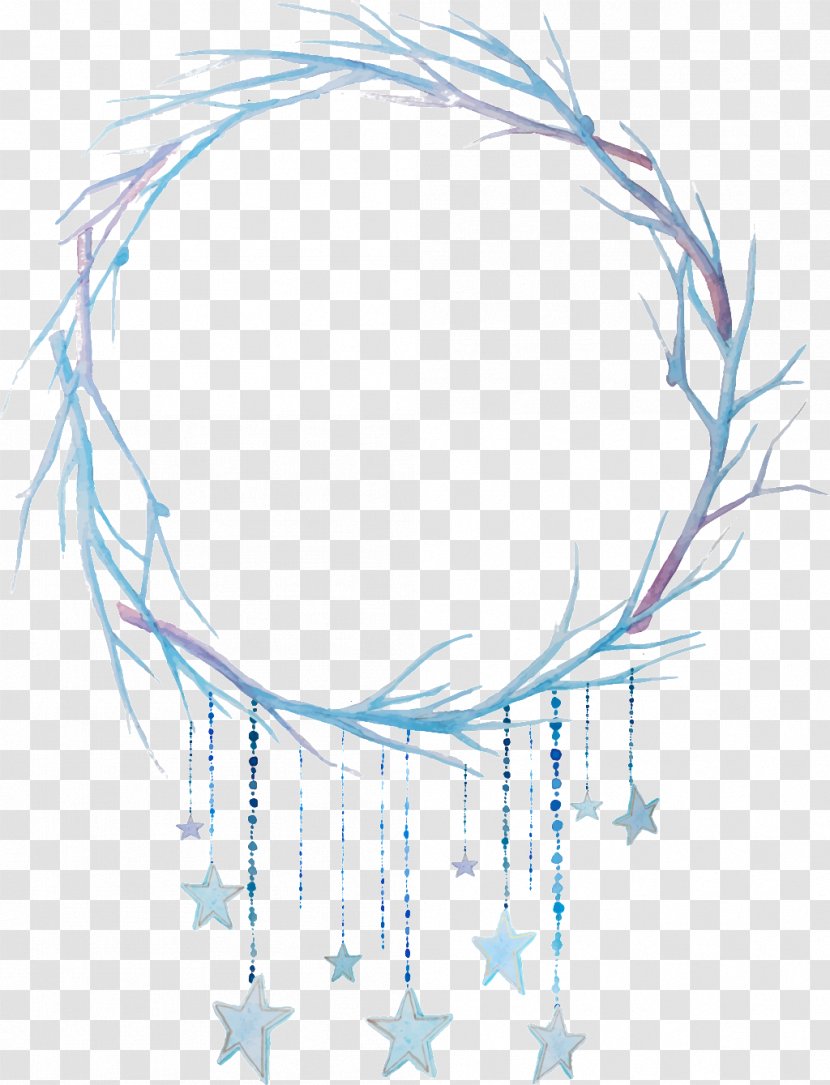 Wreath Watercolor Painting Stock Illustration - Symmetry - Creative Cartoon Hand-painted Blue Dreamcatcher Transparent PNG