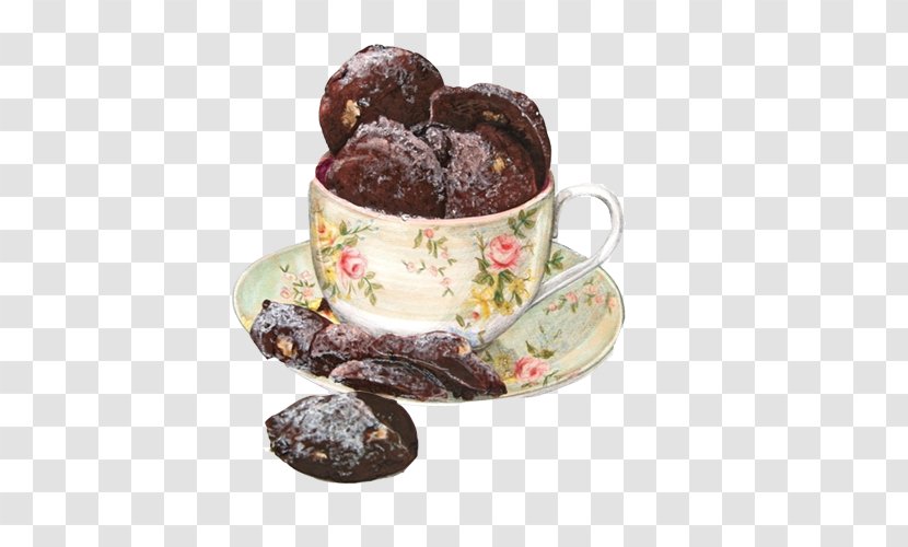 Coffee Tea Cafe Cupcake Muffin - Decoupage - Chocolate Cream Puffs Hand Painting Material Picture Transparent PNG